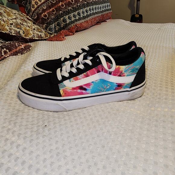 VANS EUC WOMEN'S SIZE 7 ( like new) OFF THE WALL LACE UP TIE DYE SNEAKERS SHOES - Picture 1 of 10